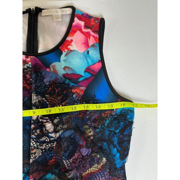 Boston Proper Dress Womens 6 Watercolor Abstract Lace Sheath Artsy Cocktail - Picture 9 of 11